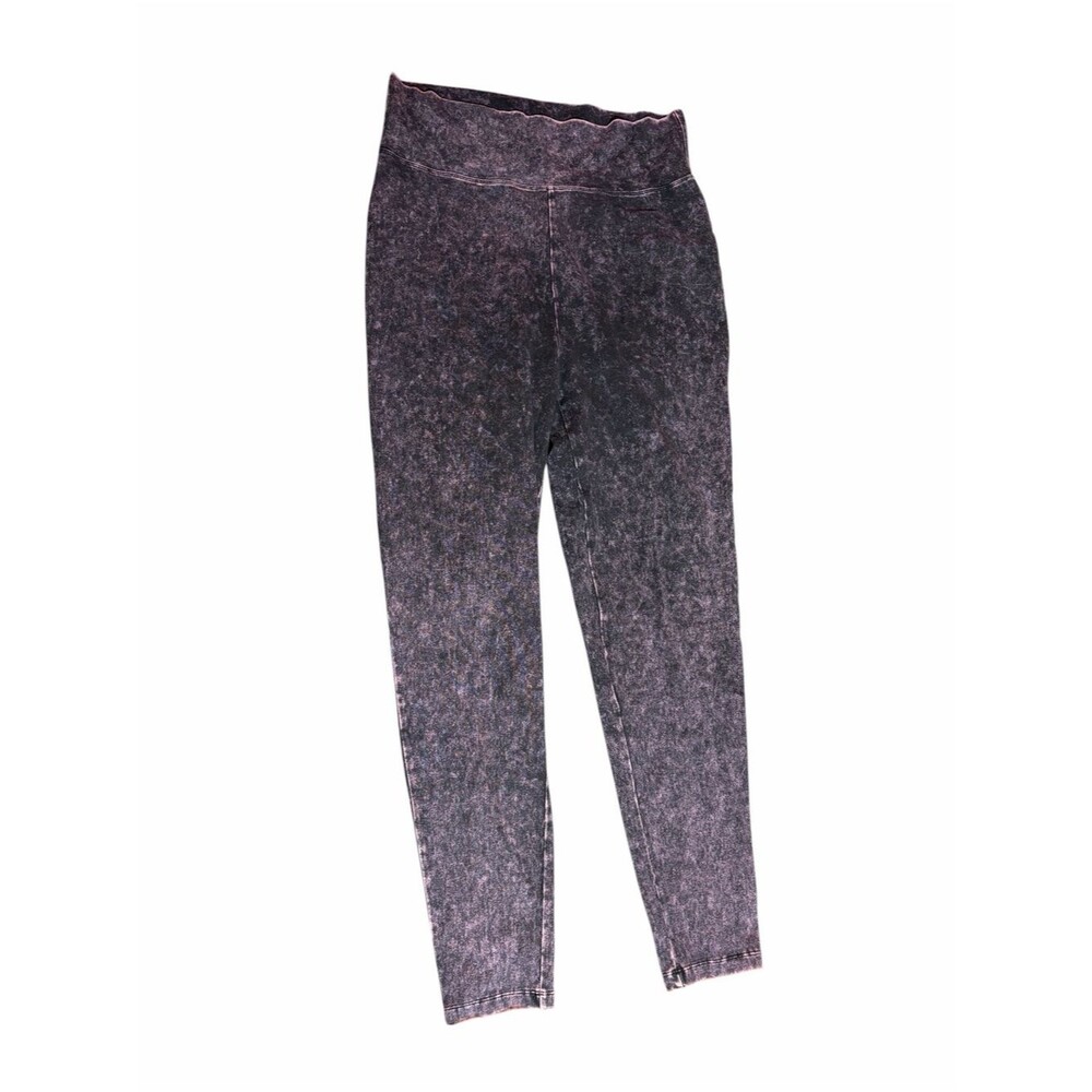 Zenana Signature Tie-Dye Leggings in Black and Purple Accents